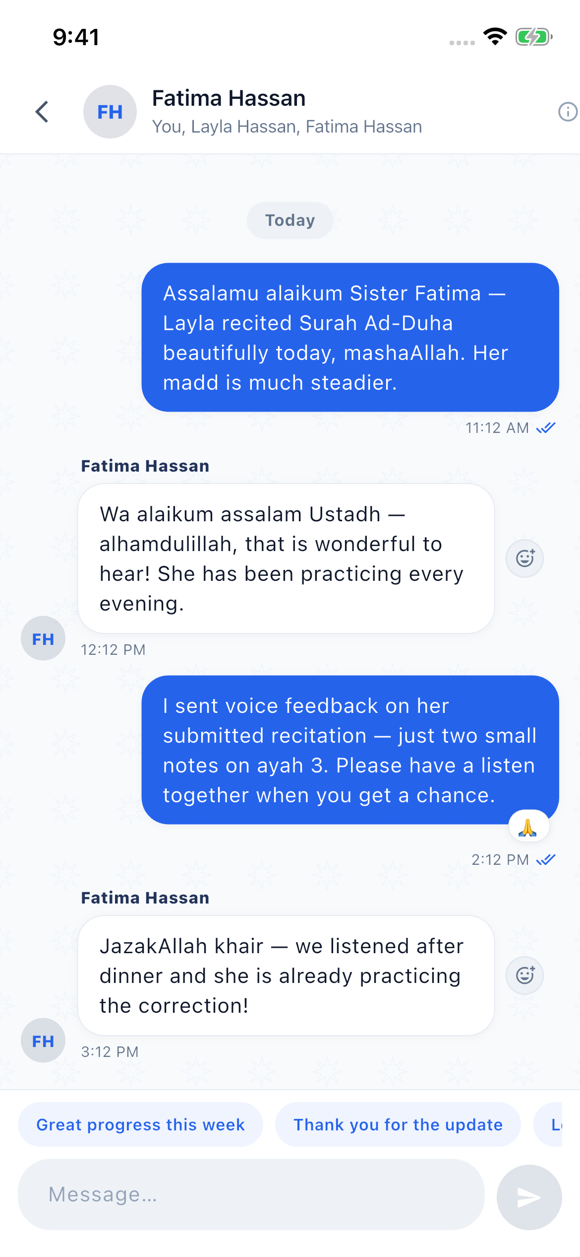 Ustadh Bilal sending a message